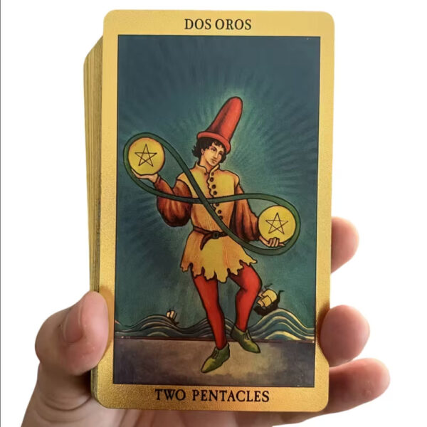 Elegante juego de cartas de Tarot con impresión dorada Elegante juego de cartas de Tarot con impresión dorada